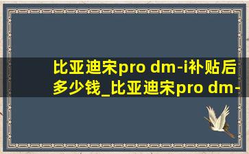 比亚迪宋pro dm-i补贴后多少钱_比亚迪宋pro dm-i补贴